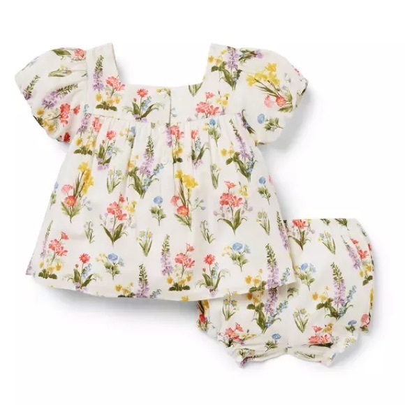 JANIE AND JACK Floral Bubble Sleeve Dress & Bloomer Set - Picture 7 of 15
